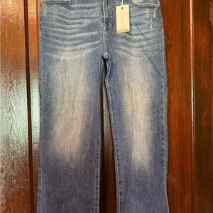 Classic Blue Straight Leg Jeans with Dimensional Wash